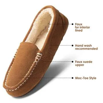 DREAM PAIRS Women's Fuzzy House Slippers - Cozy Faux Fur Micro Suede Moccasins for Indoor and Outdoo...