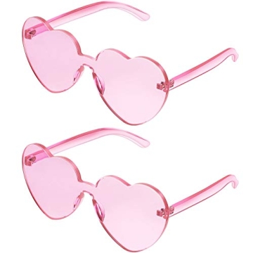 Maxdot Heart Shape Rimless Light Pink Sunglasses - Stylish!