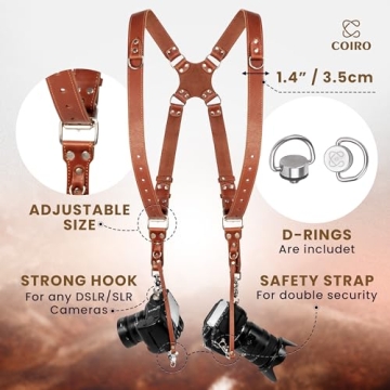 C Coiro Dual Shoulder Leather Camera Harness for Photographers