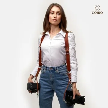 C Coiro Dual Shoulder Leather Camera Harness for Photographers