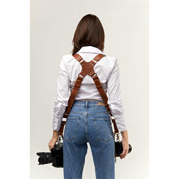 C Coiro Dual Shoulder Leather Camera Harness for Photographers