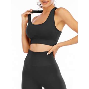 Workout Sets for Women 2 Piece High Waisted Seamless Leggings with Padded Stretchy Sports Bra Sets Y...