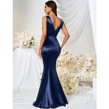 MUXXN Women's Sleeveless Vintage Cocktail Mermaid Bodycon Wedding Prom Evening Party Long Dress Blue XXL