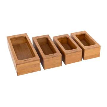 Seville Classics Bamboo Premium Organizer Storage Bins for Kitchen Silverware, Pantry, Closet, Offic...