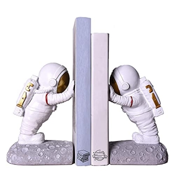 Joyvano Astronaut Bookends - Book Ends to Hold Books - Space Decor Bookends for Kids Rooms - Cool Bo...