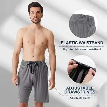 BAMBOO COOL Men's Pajama bottoms Lounge Sleep Shorts Soft Comfortable Breathable Pajamas Shorts with Pockets 2 Pack, Small