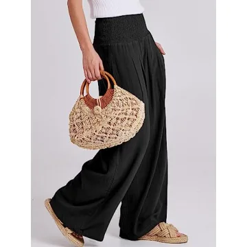 Stylish ANRABESS Women Linen Palazzo Pants for Summer