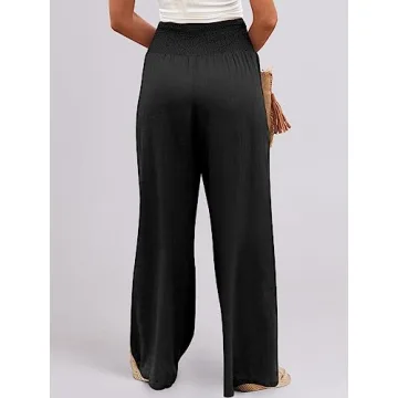 Stylish ANRABESS Women Linen Palazzo Pants for Summer