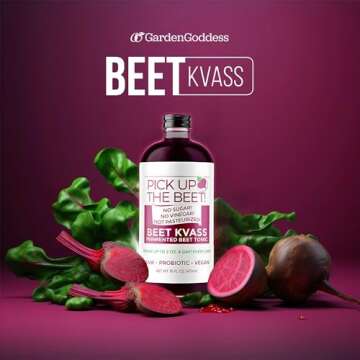 Pick Up The Beet Organic Beet Juice Kvass with Live Probiotics, Vegan - Natural Nitric Oxide Boost, Fermented Beet Tonic, Sugar Cravings Support, 16 Ounces, 3 Bottles