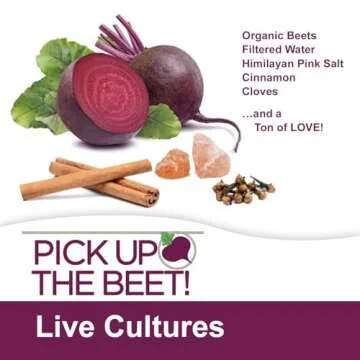 Pick Up The Beet Organic Beet Juice Kvass with Live Probiotics, Vegan - Natural Nitric Oxide Boost, Fermented Beet Tonic, Sugar Cravings Support, 16 Ounces, 3 Bottles