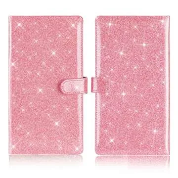 TOURSUIT Car Registration and Insurance Card Holder, Vehicle License Document Glove Box Compartment Organizer, Interior Car Accessories for Women Men (Glitter Pink)