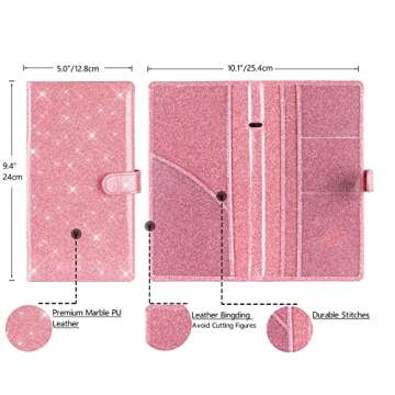 TOURSUIT Car Registration and Insurance Card Holder, Vehicle License Document Glove Box Compartment Organizer, Interior Car Accessories for Women Men (Glitter Pink)