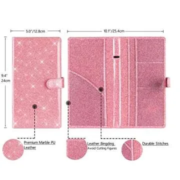 TOURSUIT Car Registration and Insurance Card Holder, Vehicle License Document Glove Box Compartment Organizer, Interior Car Accessories for Women Men (Glitter Pink)