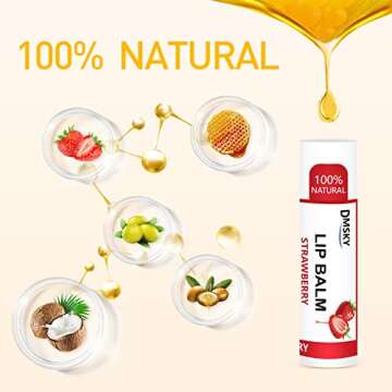 DMSKY 24 Pack Lip Balm, Natural Lip Balm Bulk with Vitamin E and Coconut Oil, Moisturizing Lip Balm for Chapped Lips, Bulk Lip Balm for Women-12 Flavors