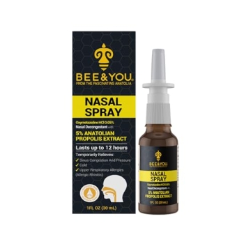 Bee and You Natural Propolis Nasal Spray 1 Fl oz | Congestion Relief Drug Free & Alcohol Free Medica...