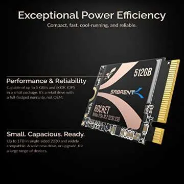SABRENT Rocket 2230 NVMe 4.0 512GB High Performance PCIe 4.0 M.2 2230 SSD [SB-2130-512GB]