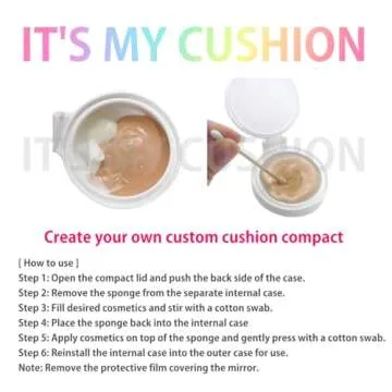 IT'S MY CUSHION Empty DIY Cushion Compact Case - Durable Premium Portable Air Cushion Puff Box, Pink Cosmetic Container with Sponge Powder Puff and Mirror - DIY Custom Makeup Compact Case (15g)