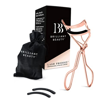 Brilliant Beauty Eyelash Curler with Satin Bag & Refill Pads - Award Winning - No Pinching, Just Dra...