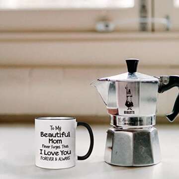 Cabtnca Mom Gifts, Mothers Day Gifts for Mom, Mom Coffee Cup, Mom Mug, Mom Gifts from Daughter, Mom Christmas Gifts, Birthday Christmas Gifts for Mom from Son, Mom I Love You Forever&Always, 11Oz