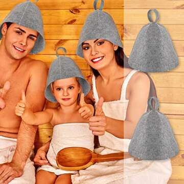 JaGely 2 Pcs Sauna Hat Vaporarium Hat Sauna Wool Hat Russian Banya Cap for Men Women Bath Accessories (Gray)