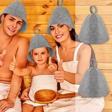 JaGely 2 Pcs Sauna Hat Vaporarium Hat Sauna Wool Hat Russian Banya Cap for Men Women Bath Accessories (Gray)