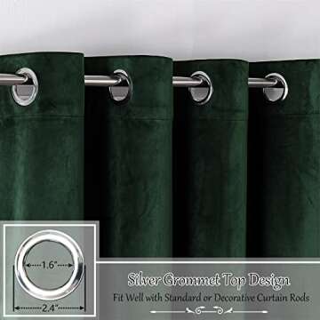 Victree Velvet Curtains for Bedroom, Blackout Curtains 52 x 96 inch Length - Room Darkening Sun Ligh...