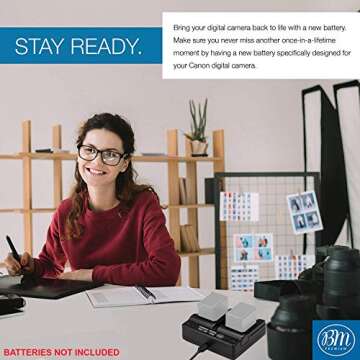 BM Premium BP718, BP727 USB Dual Battery Charger for Canon HFR80, HFR82, HFR800, HFR70, HFR72, HFR700, HFM500, HFR30, HFR32, HFR300, HFR40, HFR42, HFR400, HFR50, HFR52, HFR500, HFR60, HFR62, HFR600