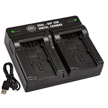 BM Premium BP718, BP727 USB Dual Battery Charger for Canon HFR80, HFR82, HFR800, HFR70, HFR72, HFR700, HFM500, HFR30, HFR32, HFR300, HFR40, HFR42, HFR400, HFR50, HFR52, HFR500, HFR60, HFR62, HFR600