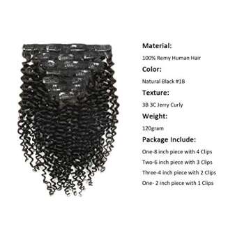 Anrosa Curly Hair Extensions Natural Black #1B Spiral Curly Hair Extensions Clip In Human Hair For W...