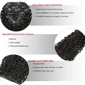 Anrosa Curly Hair Extensions Natural Black #1B Spiral Curly Hair Extensions Clip In Human Hair For Women 3B 3C Type Real Remy Hair Thick 120gram Per Package Clip In Extension 14inch