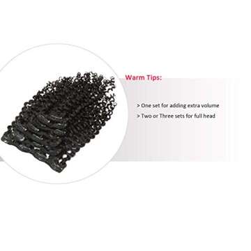 Anrosa Curly Hair Extensions Natural Black #1B Spiral Curly Hair Extensions Clip In Human Hair For Women 3B 3C Type Real Remy Hair Thick 120gram Per Package Clip In Extension 14inch