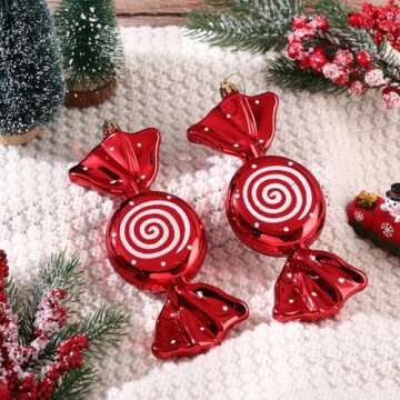 Aoriher 7.6" Large Christmas Candy Cane Ornaments Hanging Glitter Large Christmas Tree Candy Pepperm...