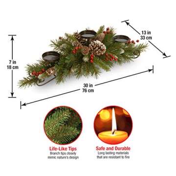 National Tree Company 30-Inch Christmas Centerpiece Candle Holders