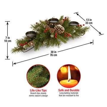 National Tree Company 30-Inch Christmas Centerpiece Candle Holders