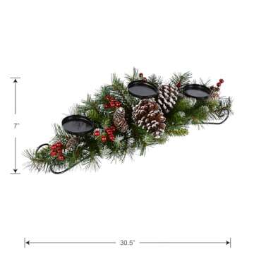National Tree Company 30-Inch Christmas Centerpiece Candle Holders