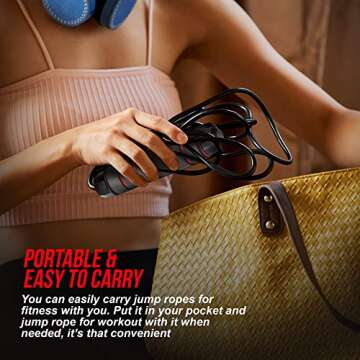 PUZGIC Jumping Rope Tangle-Free – Rapid Speed Skipping Jump Ropes with Gloves for men and women Aerobic Exercise – Anti-skid handles with adjustable length cable for Kids