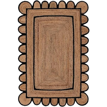 SVI Rug Scallop Pattern Jute Bohemian Area Rug – Chic Decor for All