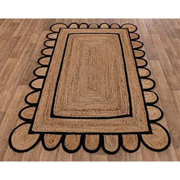 Stylish SVI Scallop Pattern Jute Bohemian Area Rug 3'x5'