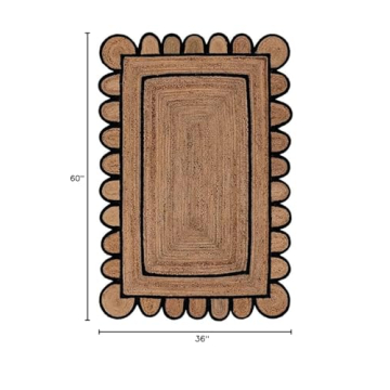 Stylish SVI Scallop Pattern Jute Bohemian Area Rug 3'x5'