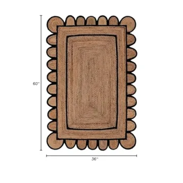 Stylish SVI Scallop Pattern Jute Bohemian Area Rug 3'x5'
