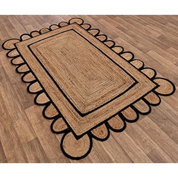 Stylish SVI Scallop Pattern Jute Bohemian Area Rug 3'x5'