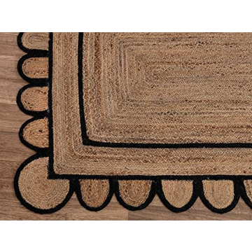 Stylish SVI Scallop Pattern Jute Bohemian Area Rug 3'x5'
