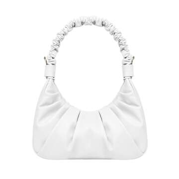 Classic Shoulder Bags for Women Cute Hobo Tote Mini Leather Handbag Clutch Purse Lightweight (White)
