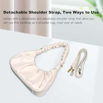 Classic Shoulder Bags for Women Cute Hobo Tote Mini Leather Handbag Clutch Purse Lightweight (White)