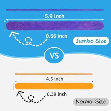 WISYOK 120 Jumbo Colored Craft Sticks for Creative Projects