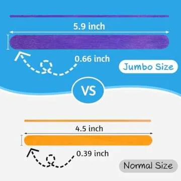 WISYOK 120 Jumbo Colored Craft Sticks for Creative Projects