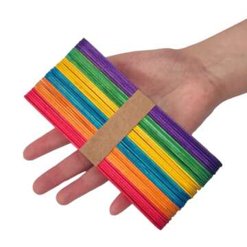 WISYOK 120 Jumbo Colored Craft Sticks for Creative Projects