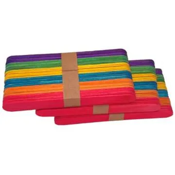 WISYOK 120 Jumbo Colored Craft Sticks for Creative Projects