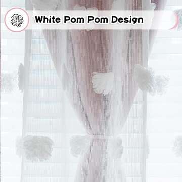 MYSKY HOME Pink Curtains for Living Room 84 Inches Long Pom Pom White Sheer Curtains for Girls Room Nursery Curtains Double Layer for Toddler Bedroom Grommet Room Darkening Window Panels 52 x 84 Inch