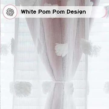 MYSKY HOME Pink Curtains for Living Room 84 Inches Long Pom Pom White Sheer Curtains for Girls Room Nursery Curtains Double Layer for Toddler Bedroom Grommet Room Darkening Window Panels 52 x 84 Inch
